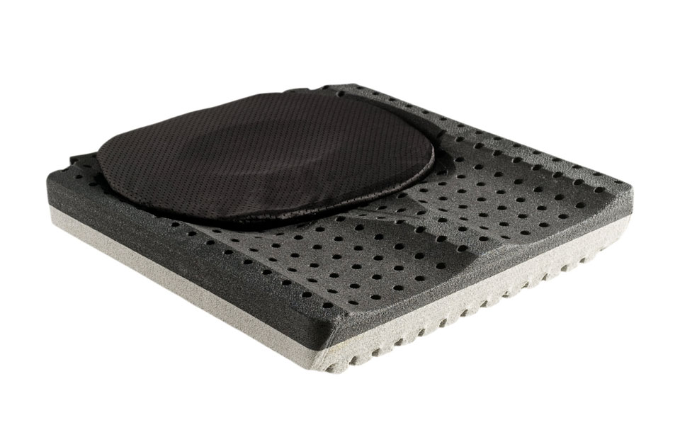 One wheelchair cushion with the choice of two different base contours